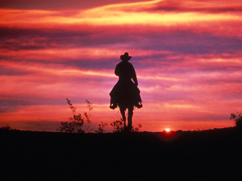 Cowboy on Horseback — Red, Dramatic