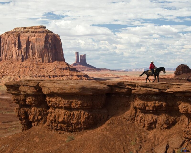 Cowboy on Horseback — Red, Serene