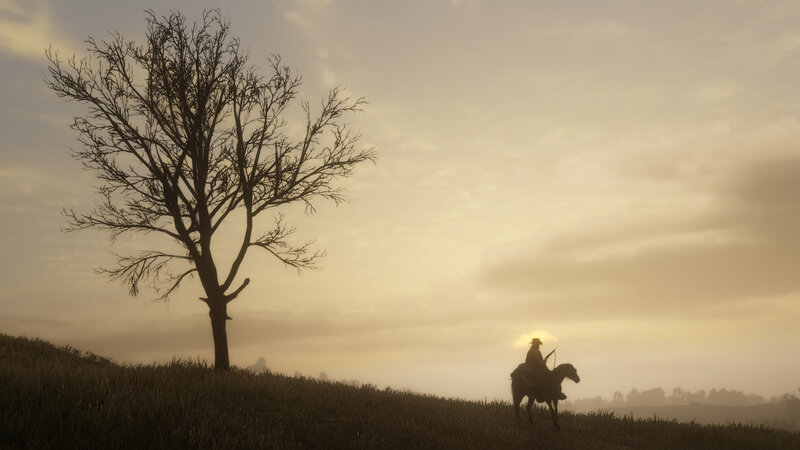 Cowboy on Horseback — Yellow, Serene
