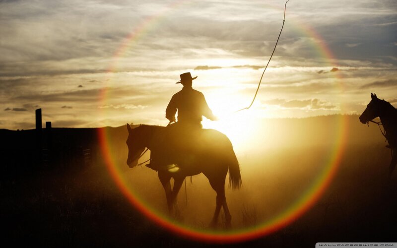 Cowboy on Horseback — Yellow