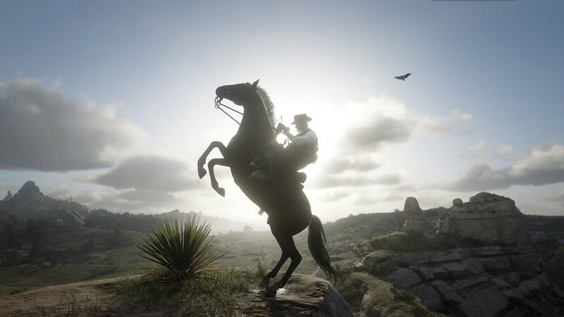 Cowboy on Rearing Horse — Blue