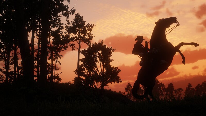 Cowboy on Rearing Horse — Orange