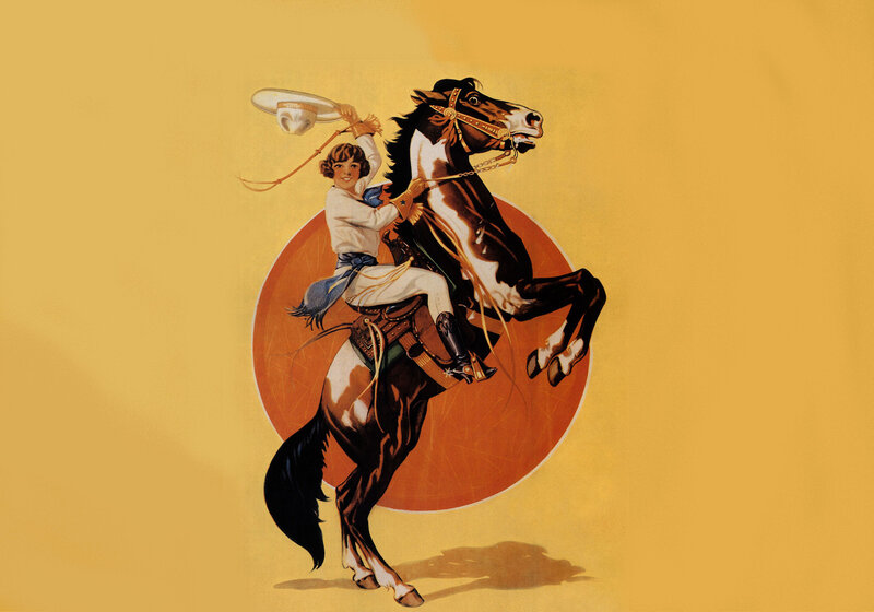 Cowboy on Rearing Horse — Yellow