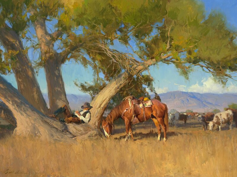 Cowboy Resting under Tree