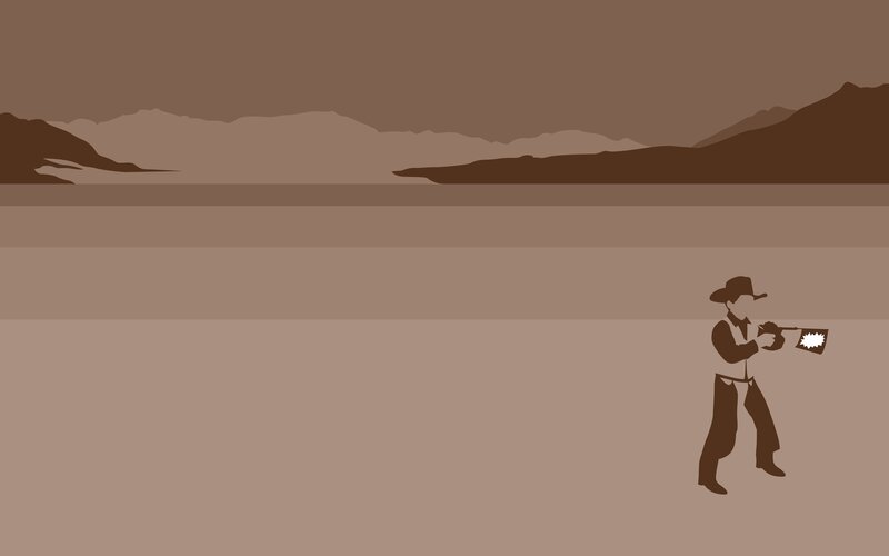 cowboy shooting in desert