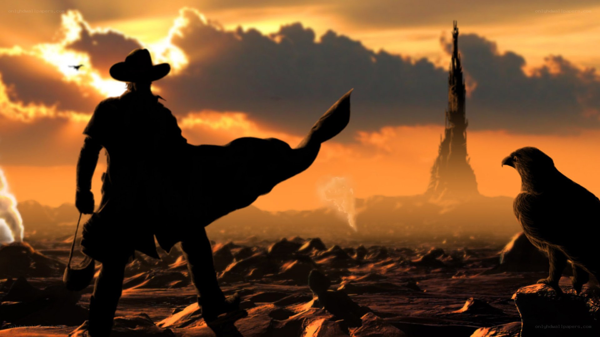 cowboy silhouette at sunset
