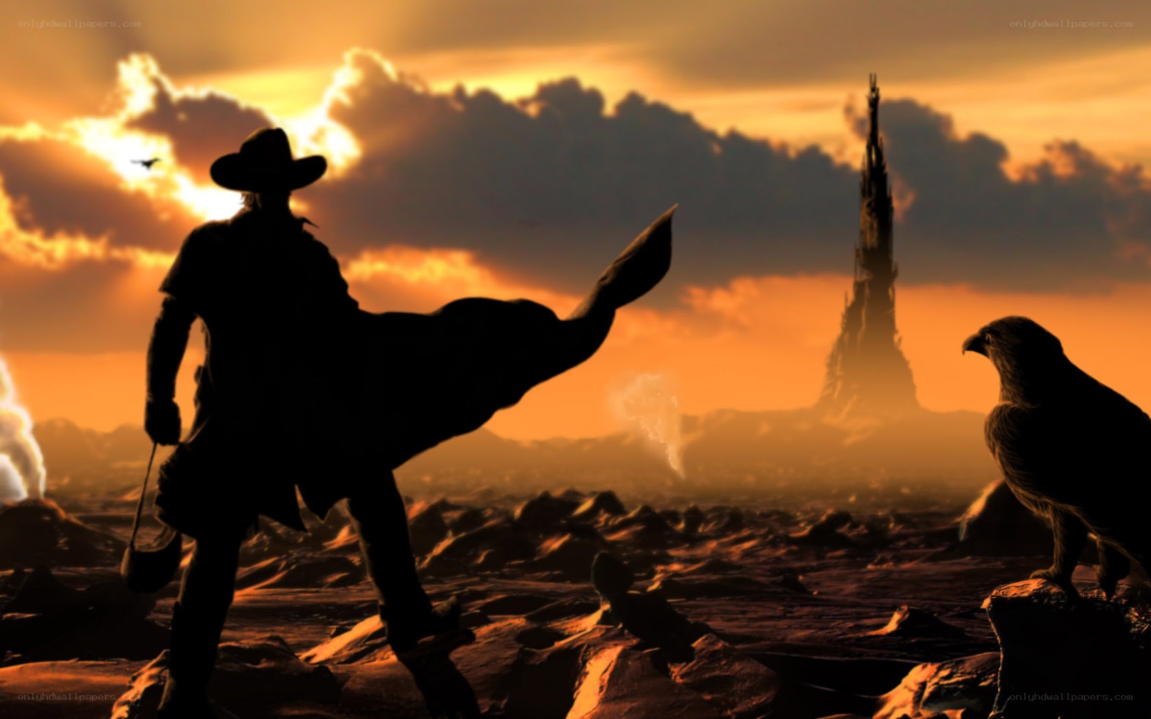 Cowboy silhouette at sunset