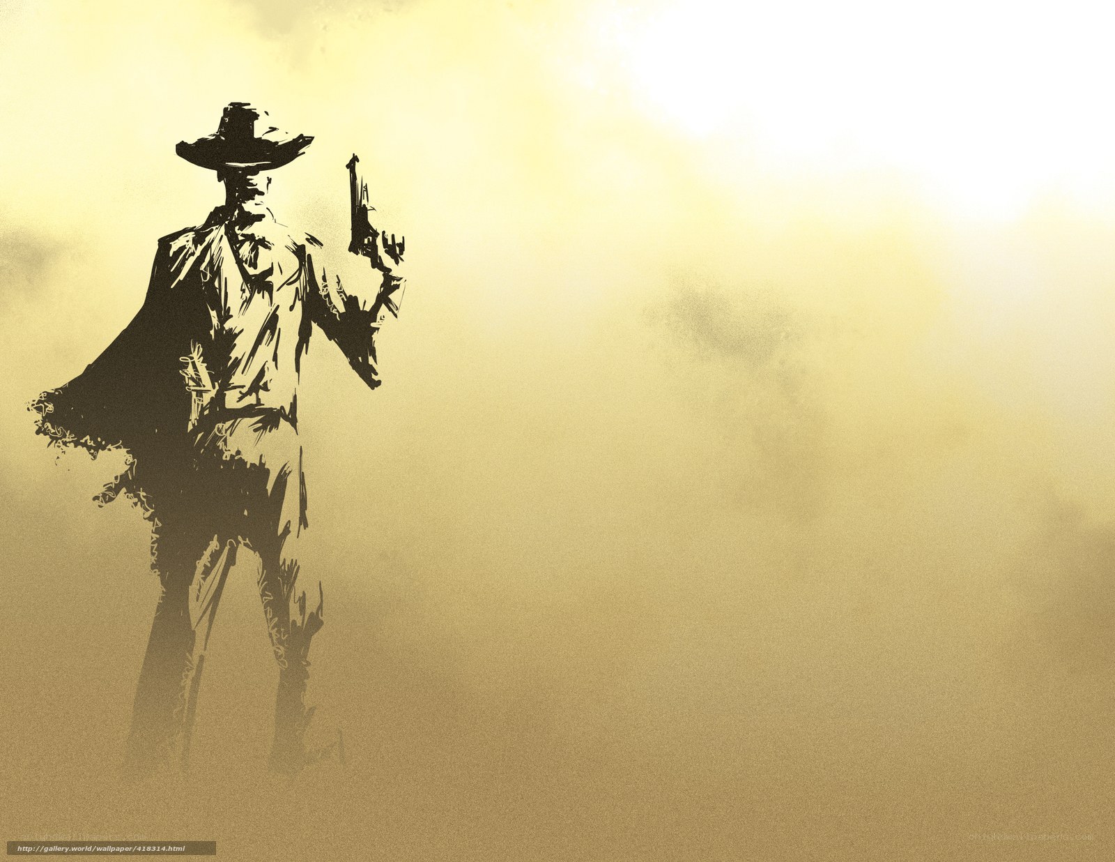cowboy silhouette in dust storm