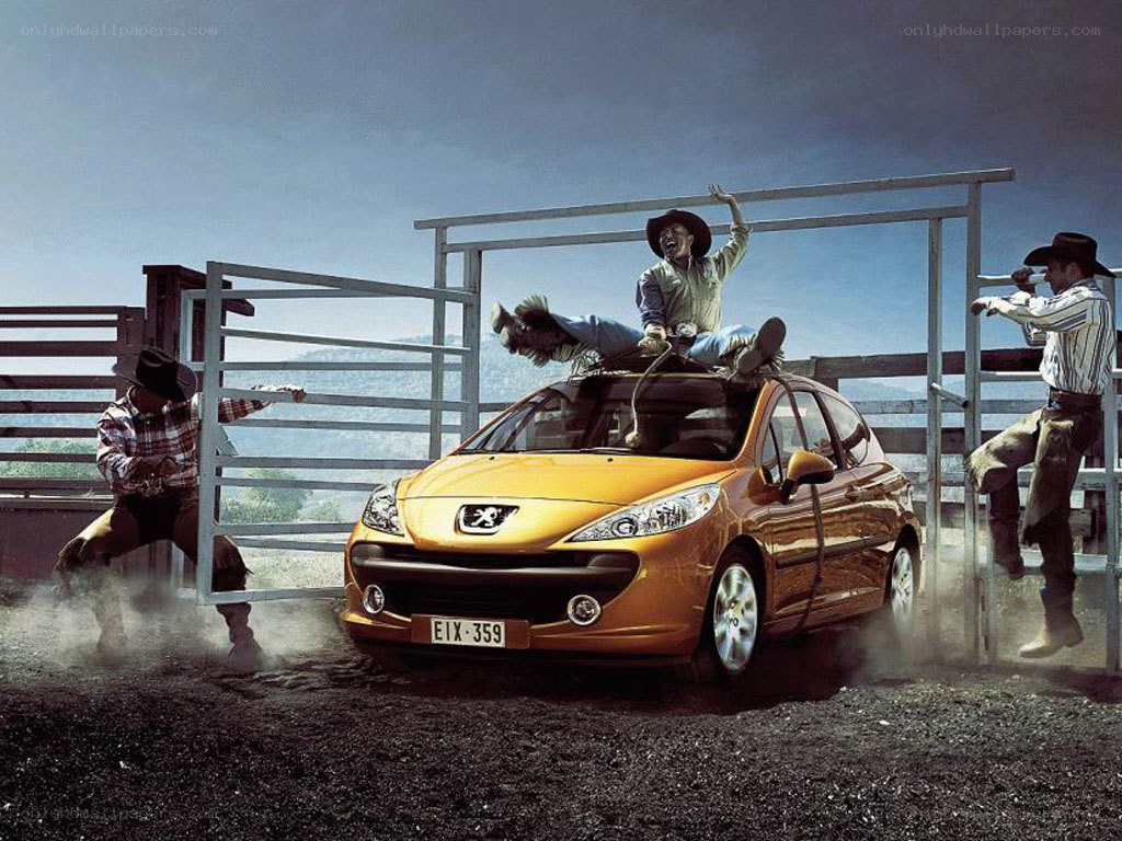 Cowboy-themed car advertisement