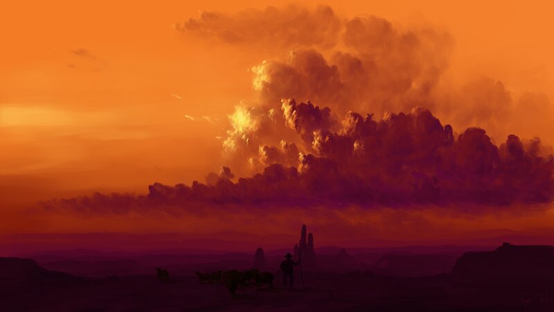 Cowboy with Cattle