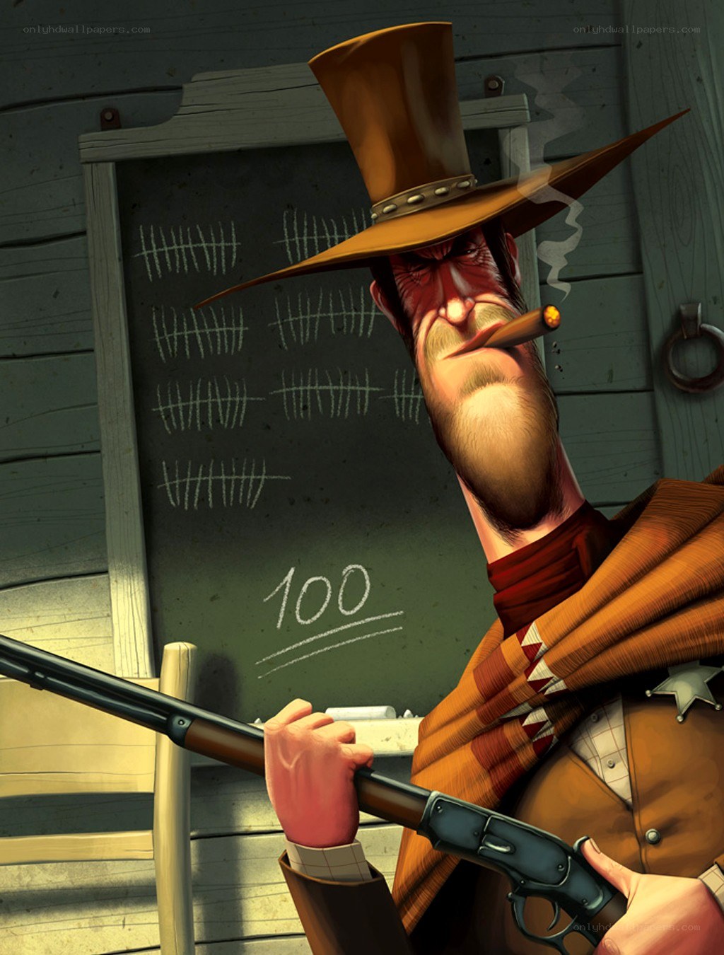 Cowboy with cigar and rifle