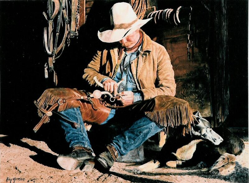 Cowboy with Dog — Brown