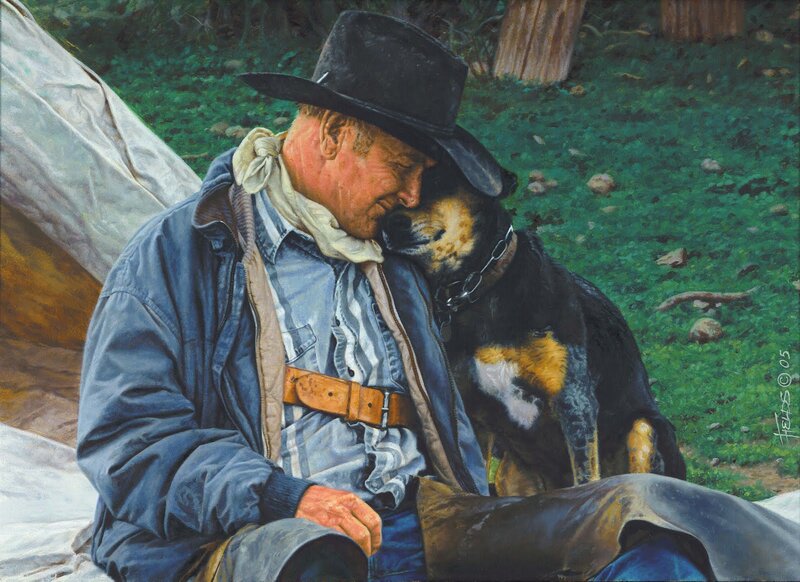 Cowboy with Dog — Green