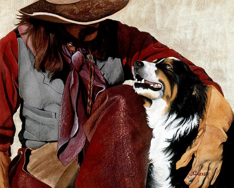 Cowboy with Dog — Red