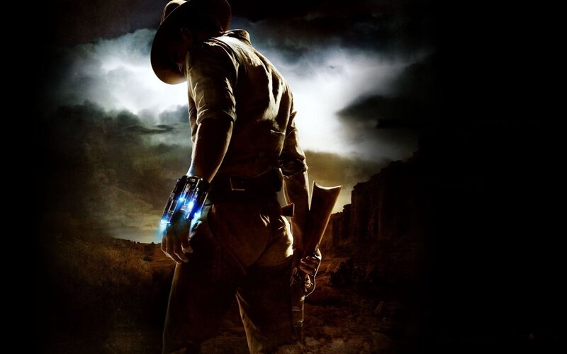 cowboy with futuristic gun