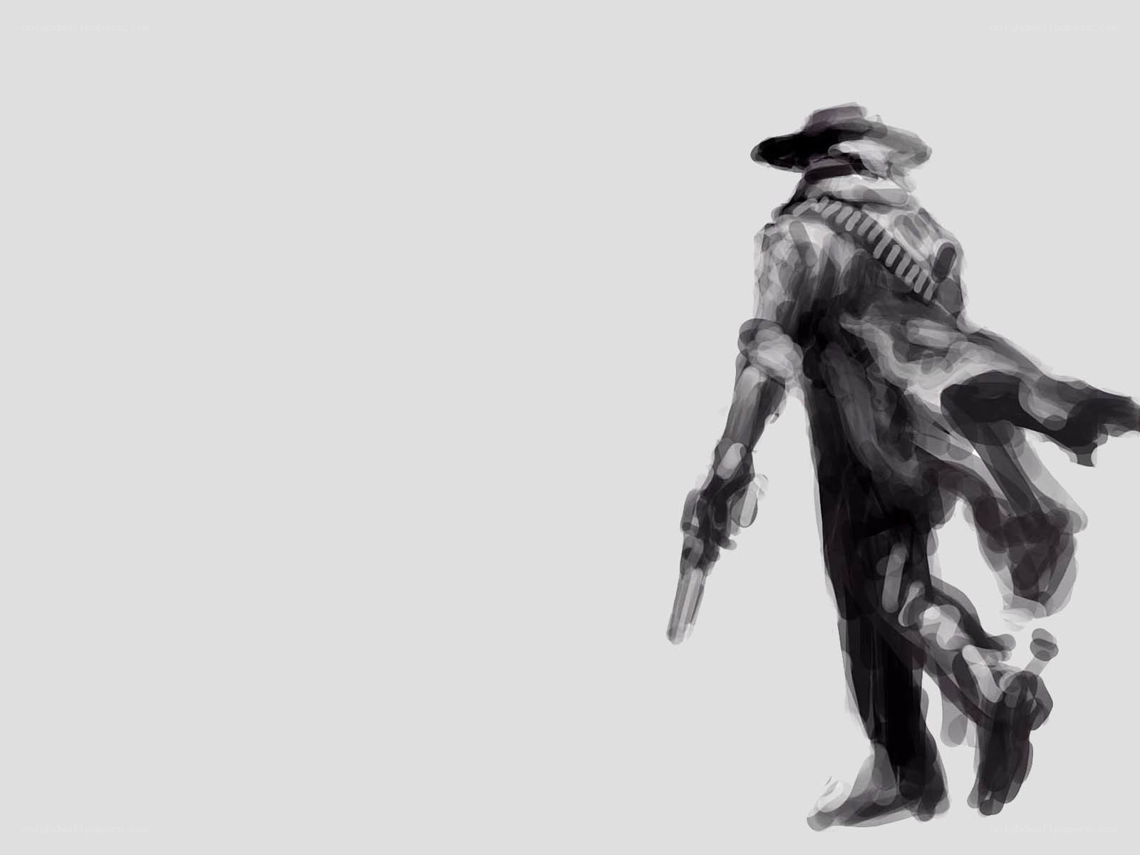 cowboy with gun walking