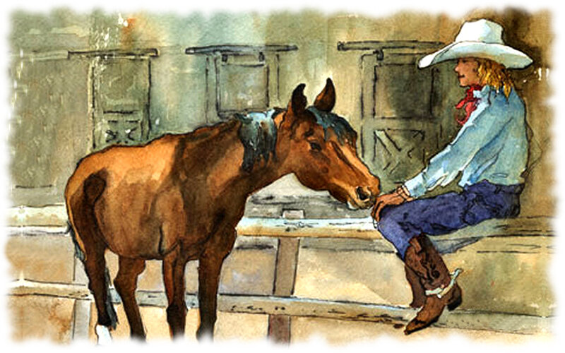 Cowboy with Horse — Brown, Calm