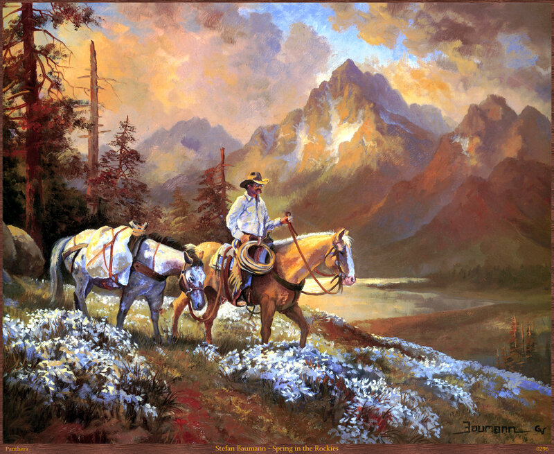Cowboy with Horses — Blue, Serene, Spring