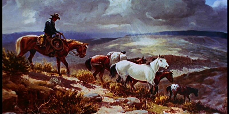 Cowboy with Horses — Brown, Dramatic