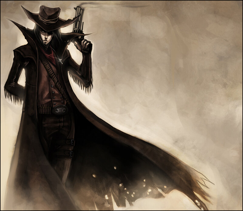 Cowboy with Revolver — Brown
