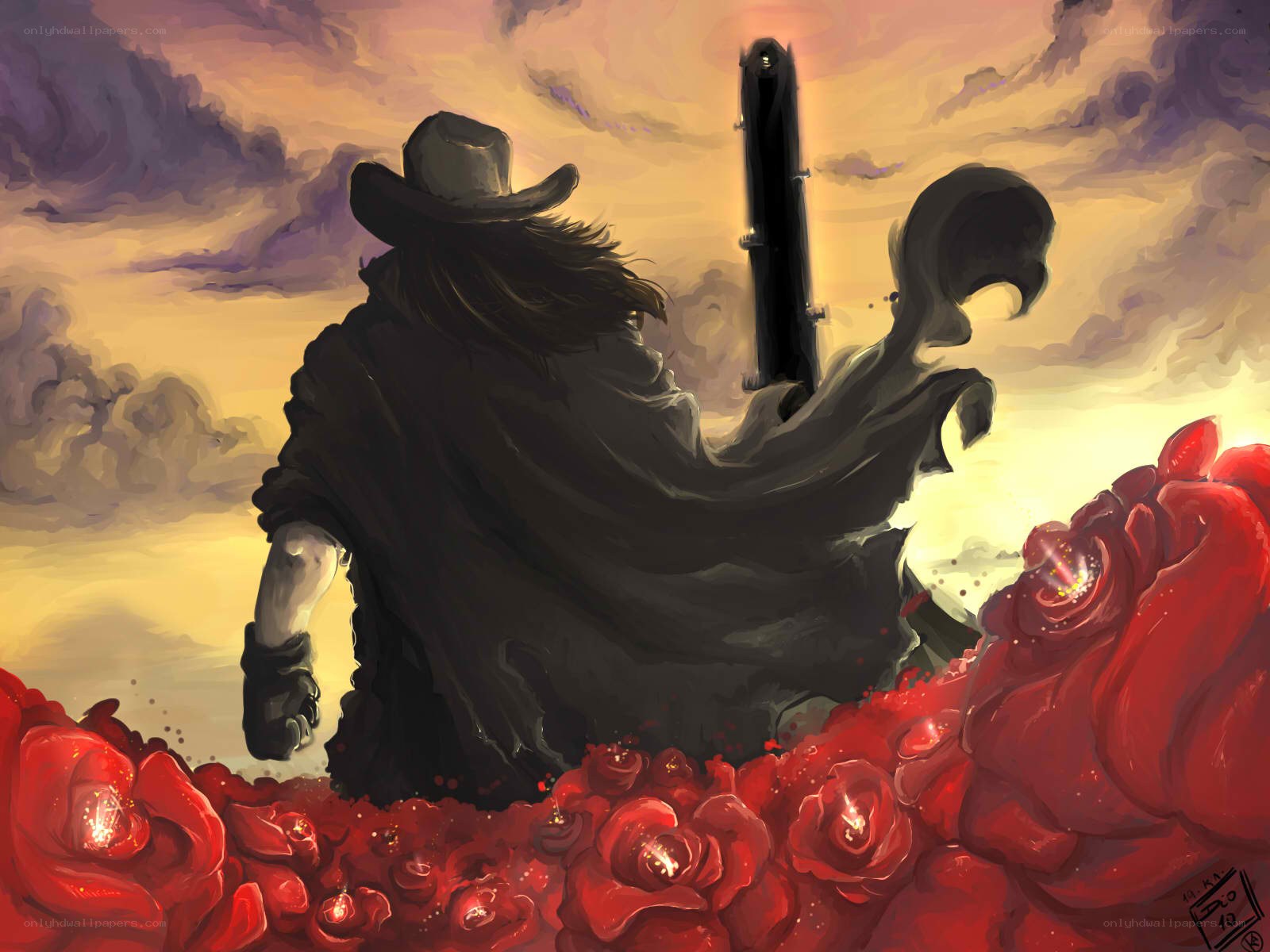 cowboy with rose field