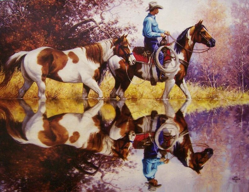 Cowboy with Two Horses
