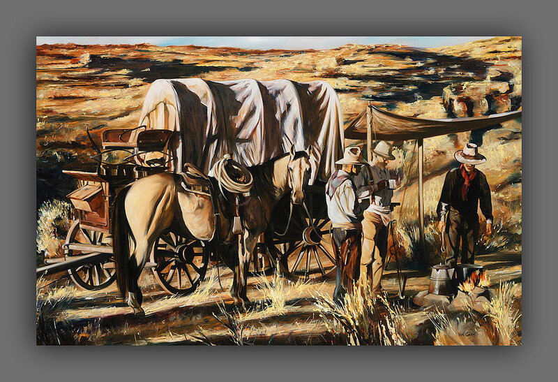 Cowboys at a desert camp