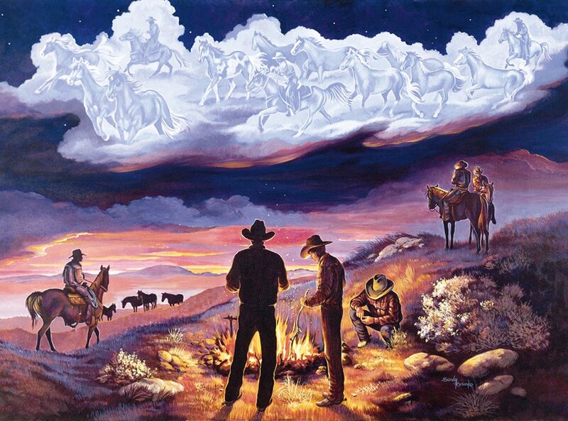 Cowboys at Campfire