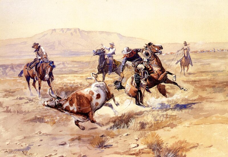 Cowboys Herding Cattle — Brown, Dramatic