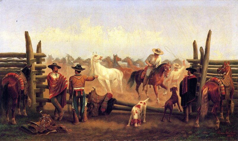 Cowboys Herding Horses