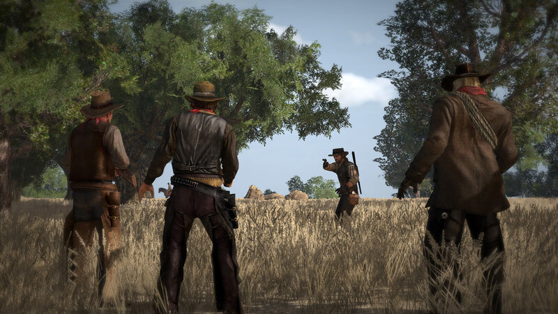 Cowboys in a wheat field