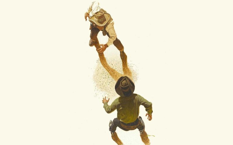 Cowboys in Desert — Brown