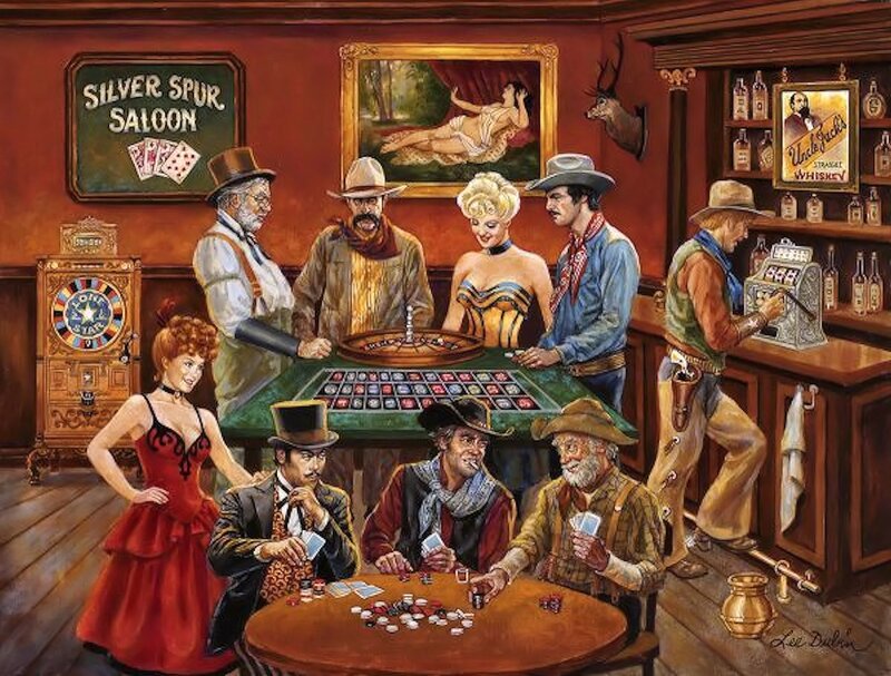 Cowboys in Saloon — Red
