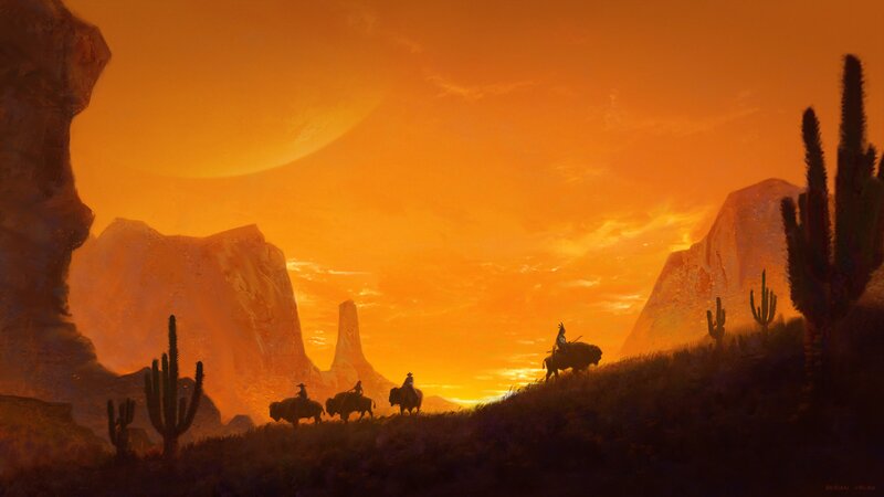 Cowboys on Bison