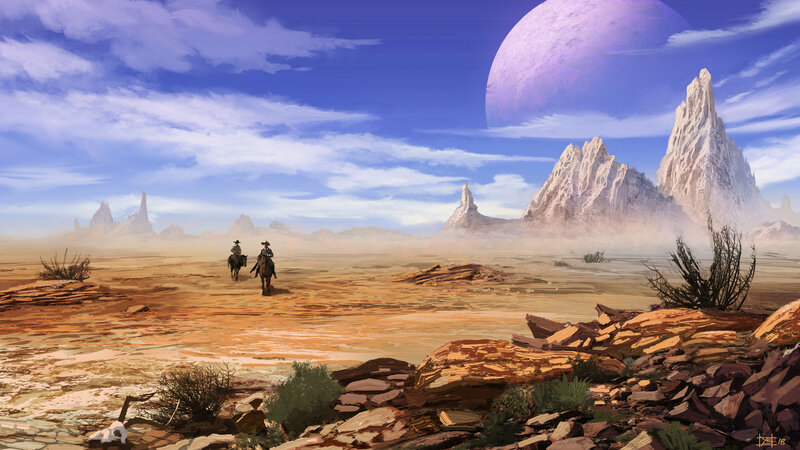 Cowboys on Horseback — Blue, Dramatic