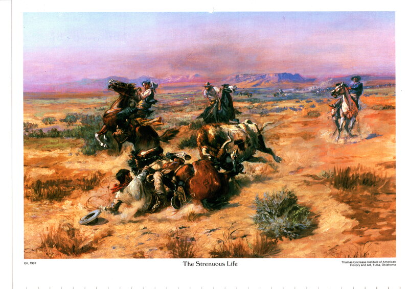 Cowboys on Horseback — Brown, Dramatic, Sunset
