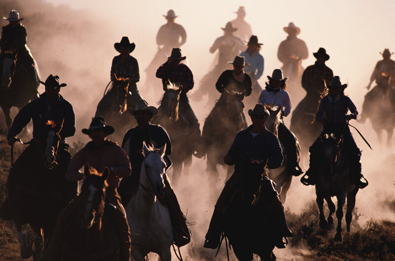 Cowboys on Horseback — Brown, Dramatic