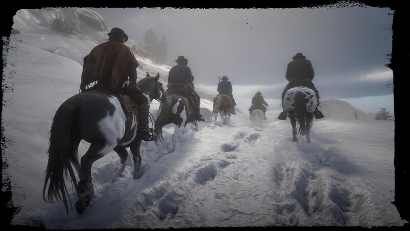 Cowboys on Horseback — White, Cold, Somber