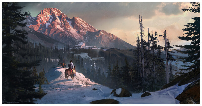 Cowboys on Horseback — White, Dramatic