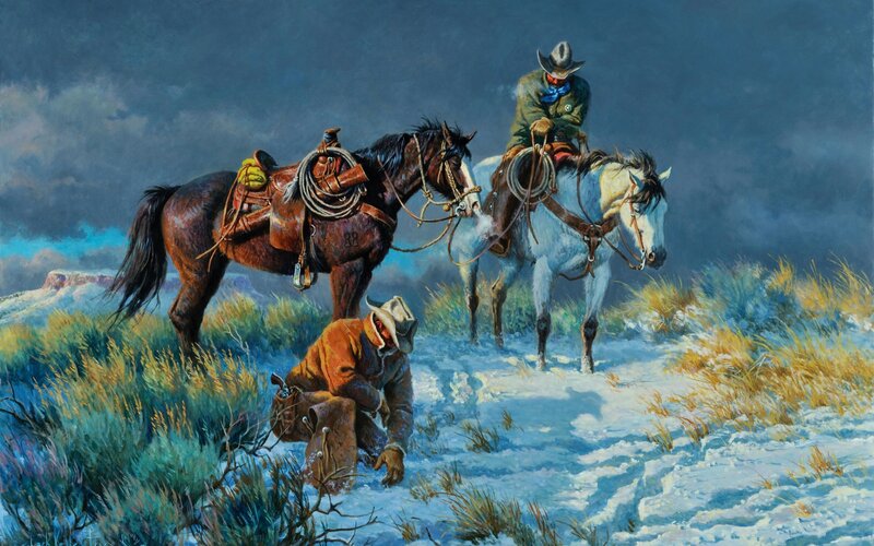 Cowboys on Horses — Blue