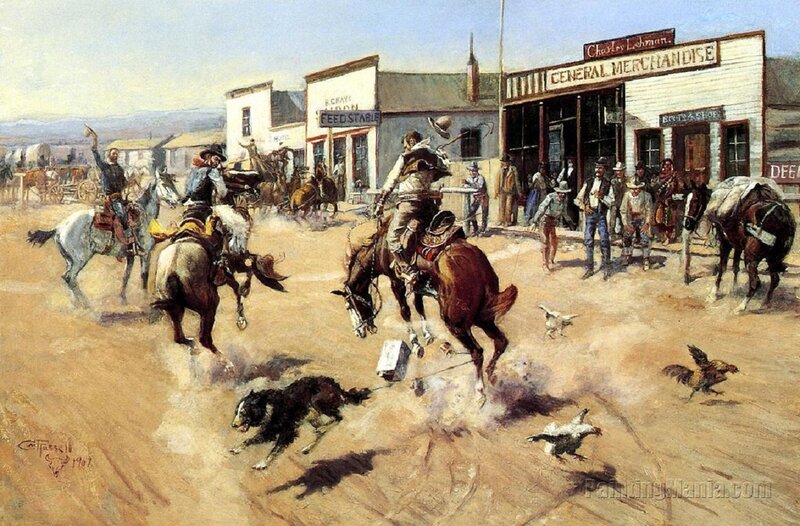 Cowboys on Horses — Brown