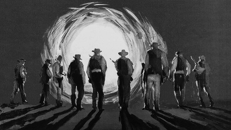 Cowboys Walking into Tunnel