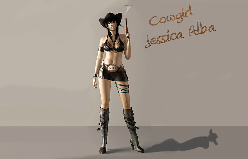 Cowgirl Character — Gray
