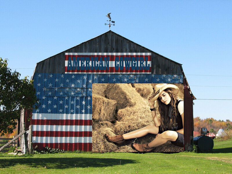 Cowgirl on Hay Bales