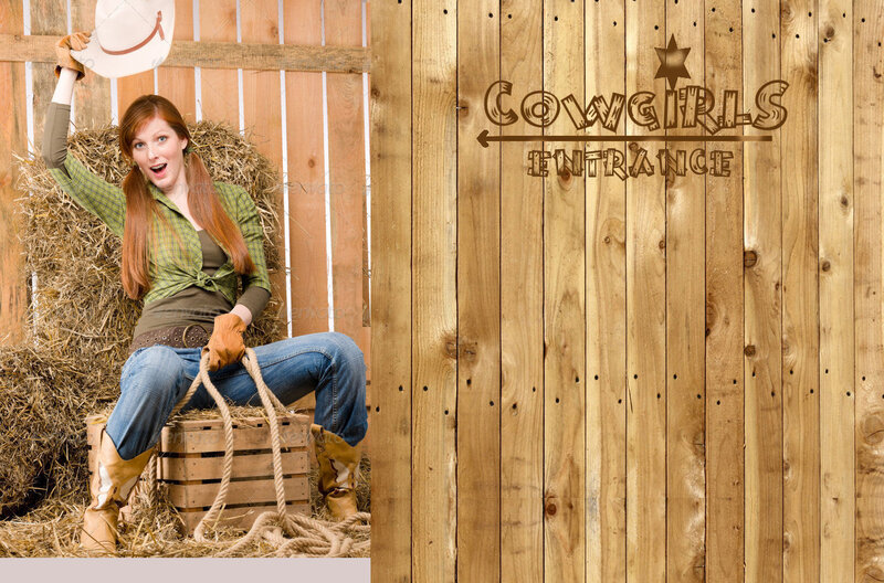 Cowgirl Sitting on Hay