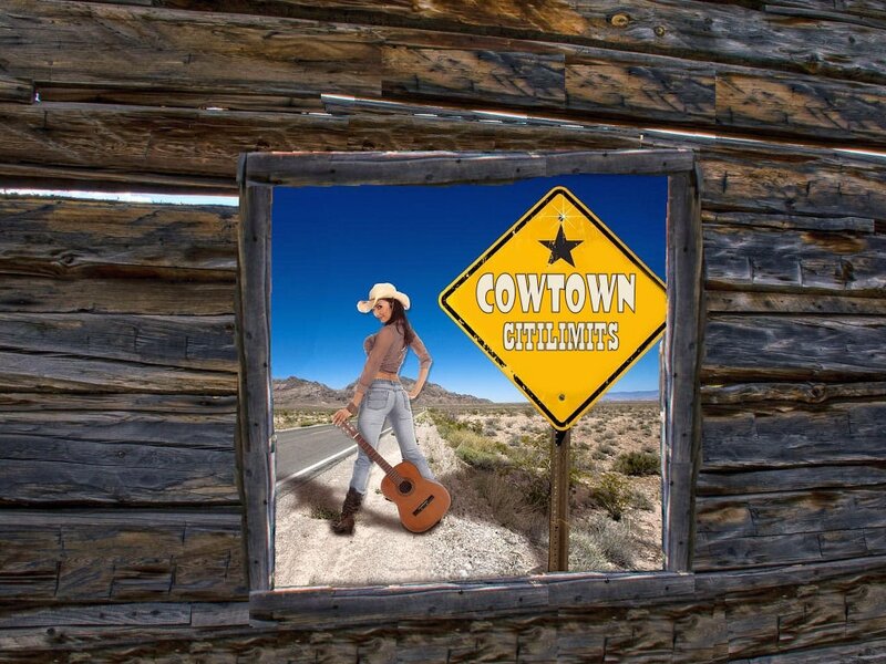 Cowgirl with Guitar — Blue