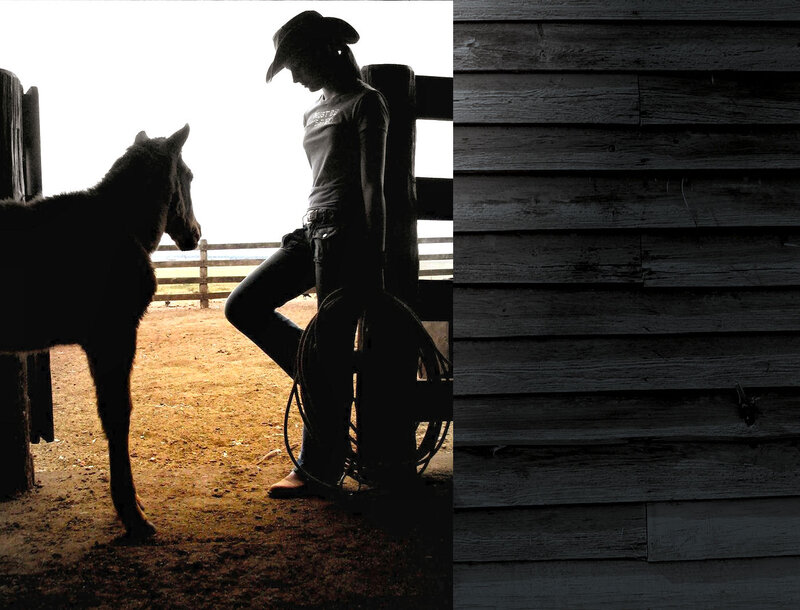 Cowgirl with Horse — Black