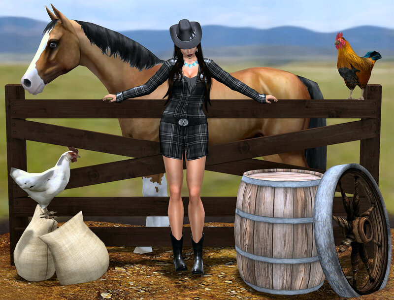 Cowgirl with Horse — Brown
