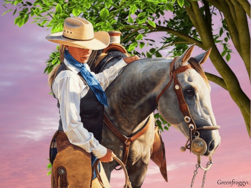 Cowgirl with Horse — Pink