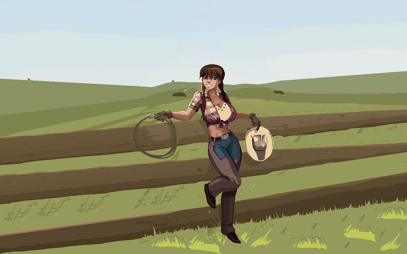 Cowgirl with Lasso — Green, Calm